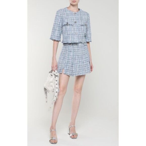 Maje Volinete Tweed Blazer & Jolinete Pleated Mini Skirt - Picture 2 of 14